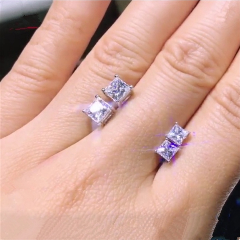 FINAL Princess Cut Diamond Studs - Picture 2 of 3